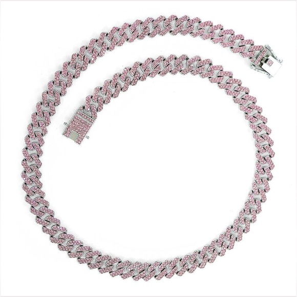 Invicta Jewelry - Invicta Elements Unisex Silver & Pink Crystal Cuban Link Drip Chain Necklace NWT